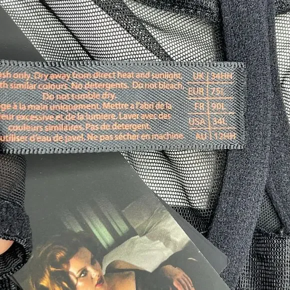 Curvy Kate Scantilly Peek-A-Boo Lace Balcony Bra size 34L Black New - Picture 6 of 13